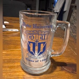 Vintage Duke University Class of 1986 Glass Mug